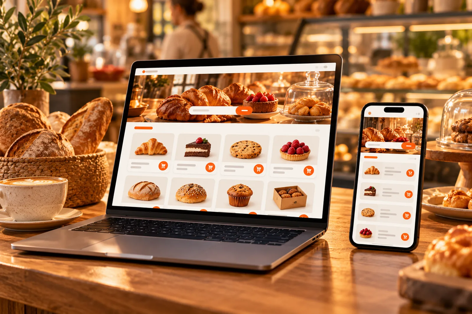 sipnik Store: the same branded online store on a laptop and a phone