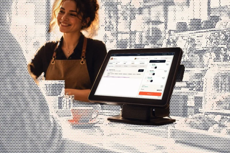 Kafe tezgâhında sipnik Kasa: QR ile tanınan müşteri ve sepeti