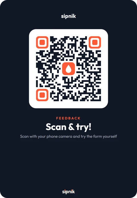 sipnik feedback QR card: Scan & try!